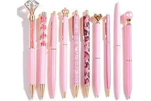 HLPHA Fancy Pen,10Pcs Pink Glitter Pens with Gem for Journaling,Gift Set for Women Girls,Sparkle Beautiful Pens,Black Ink 1mm