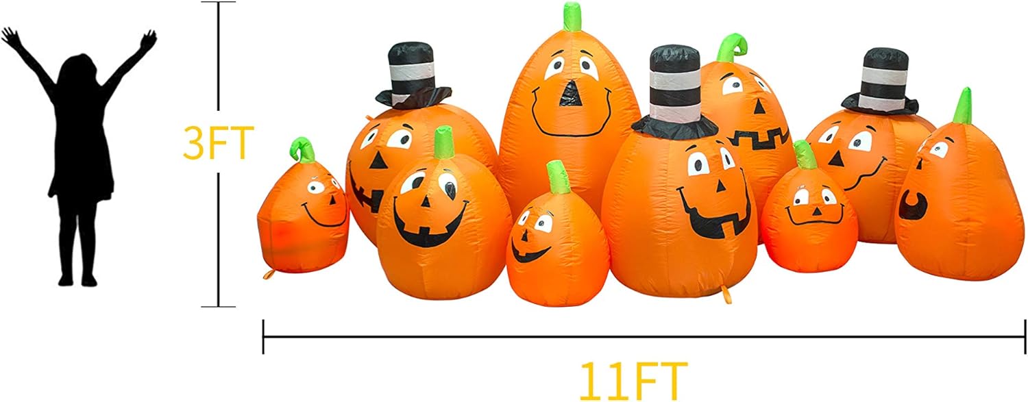AJY 10 Feet Wide Stacked Pumpkins Halloween Inflatable LED Lights Decor Outdoor Indoor Holiday Decorations,Blow up Lighted Yard Decor, Lawn Inflatables Home Family Outside: Garden & Outdoor