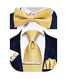 Hi-Tie Gold Yellow Tie Pre-Tied Bow tie 5pc Sets