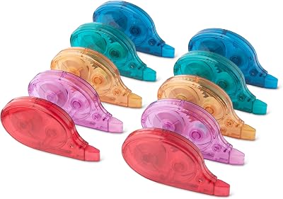 Korrekturband, 10er-Pack, Roller, Stift, Mausform, sofort trocknend, 12 m lang, grün, lila, orange, rot, blau