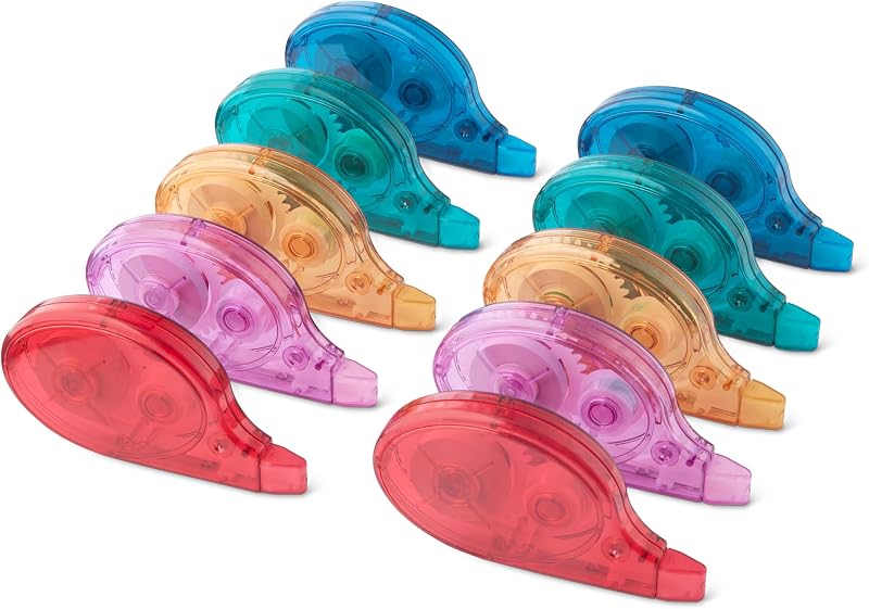 Korrekturband, 10er-Pack, Roller, Stift, Mausform, sofort trocknend, 12 m lang, grün, lila, orange, rot, blau