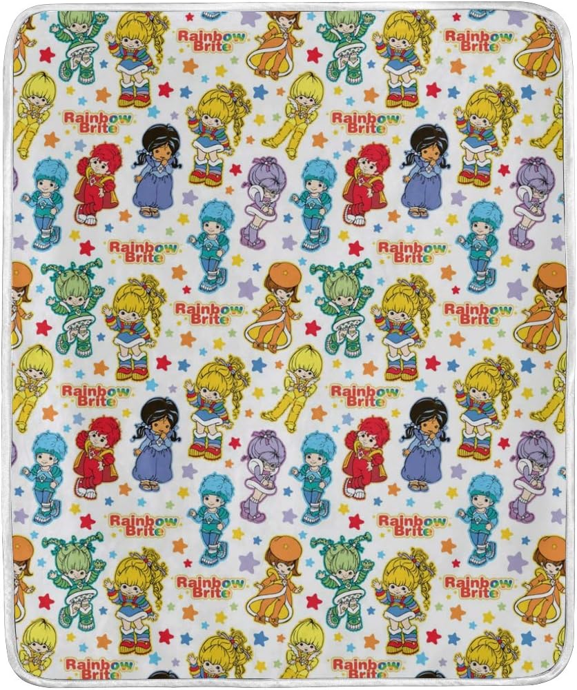 KEEPDIY Classic Rainbow Brite and Friendsern Blanket-Warm,Lightweight,Soft,Pet-Friendly,Throw for Home Bed,Sofa &Dorm 60 x 50 Inch