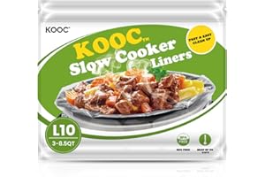 [NEW] KOOC Disposable Slow Cooker Liners and Cooking Bags, 1 Pack(10 Counts), Large Size Pot Liners Fit 4QT to 8.5QT, 13"x 21
