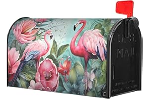 Identiy Pink Flamingos with Tropical Flowers Leaves Mailbox Covers Magnetic Standard Size,Spring Summer Magnetic Mailbox Covers for Holiday Yard Decor 18"x21"