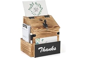 handrong Suggestion Box,Wooden Donation Boxes with Slot and Lock,Wood Raffle Box,Ballot Prayer Tip Money Drop Boxes with Sign Holder for Fundraising Prayer Ballot Comment