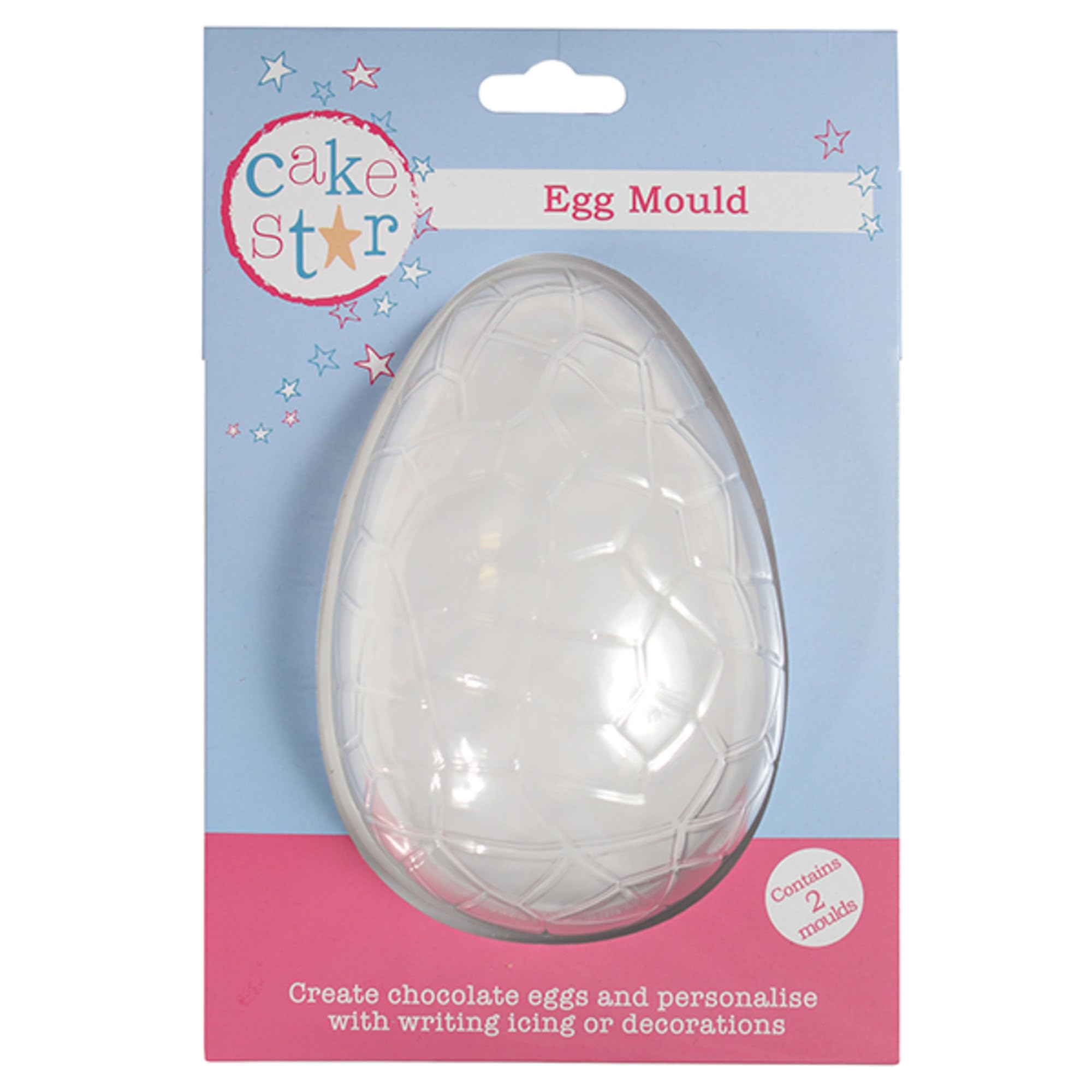 Cake Star Easter Egg Mould, 2 Part Textured Chocolate Making Mold, Create Your Own Easter Eggs - Large, 140 mm x 93 mm 84833 Transparent