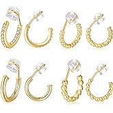 PLOMFOV Clip On Hoop Earrings for Women 14K Gold Plated Non Pierced Earrings Clip On Hoops Small No Piercing Fake Hoop Earrings 14mm