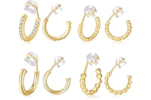 PLOMFOV Clip On Hoop Earrings for Women 14K Gold Plated Non Pierced Earrings Clip On Hoops Small No Piercing Fake Hoop Earrings 14mm