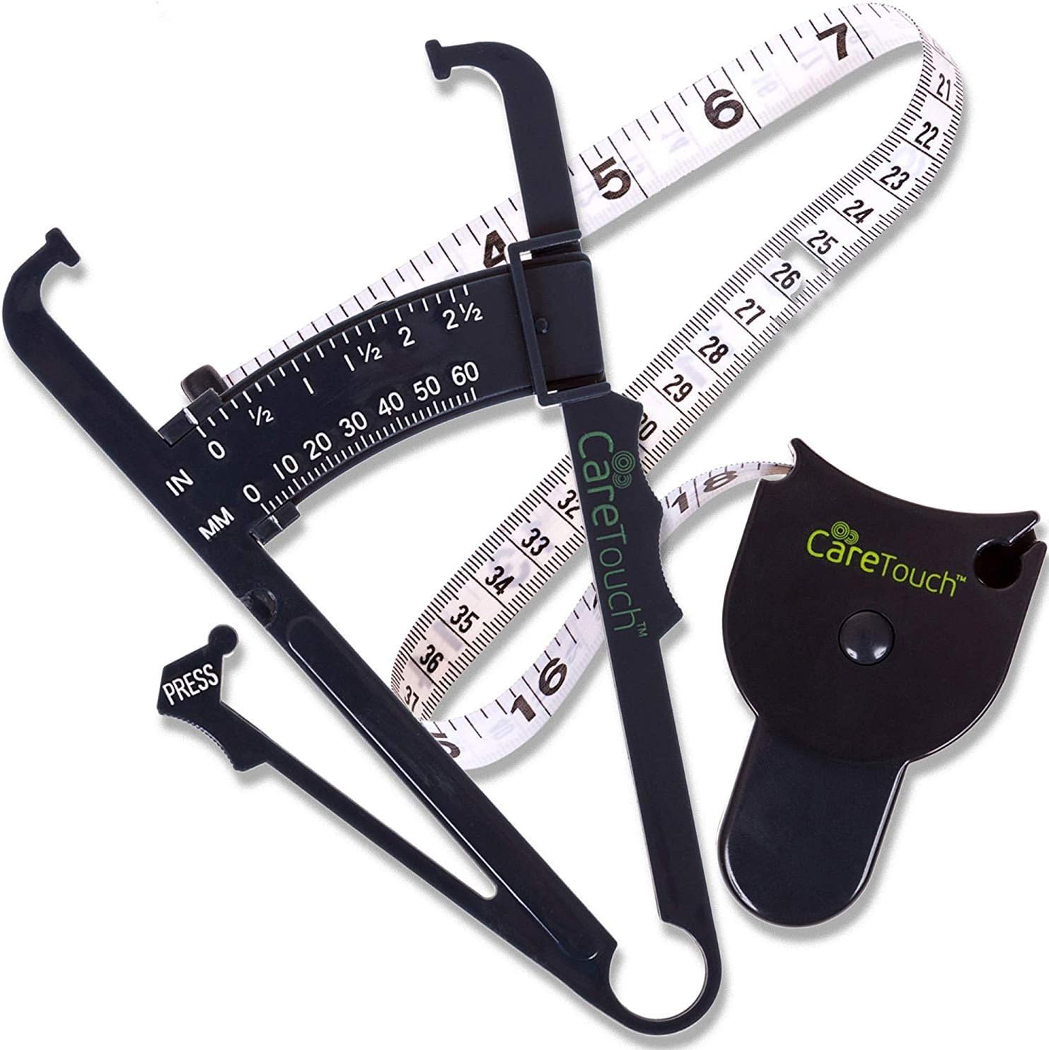 Care Touch Skinfold Body Fat Caliper Set, Measure Tape Included: Health & Personal Care