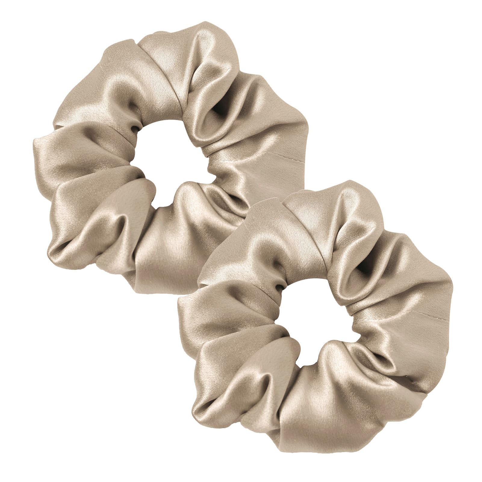 LILYSILK Women's 100% Silk Hair Scrunchies Ladies Elastic Hair Tie Bobbles Ponytail Holders for All Hair Type and Conditions and Preventing Hair Frizz Breakage Loss,Taupe 2pcs
