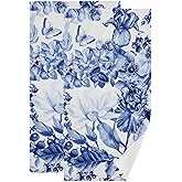 YOCIBIUT Blue White Floral Hand Towels for Bathroom Set of 2,Absorbent Microfiber Rustic Magnolia Flower Blue Berries Kitchen Towels 14"x28",Decorative Bathroom Towels for Bath,Guest,Face,Shower