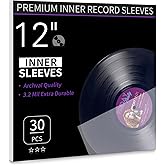 Vinyl Record Inner Sleeves, 30 Anti Static 12" LP Vinyl Inner Sleeves, Premium Protective Plastic Vinyl Sleeves Albums Covers