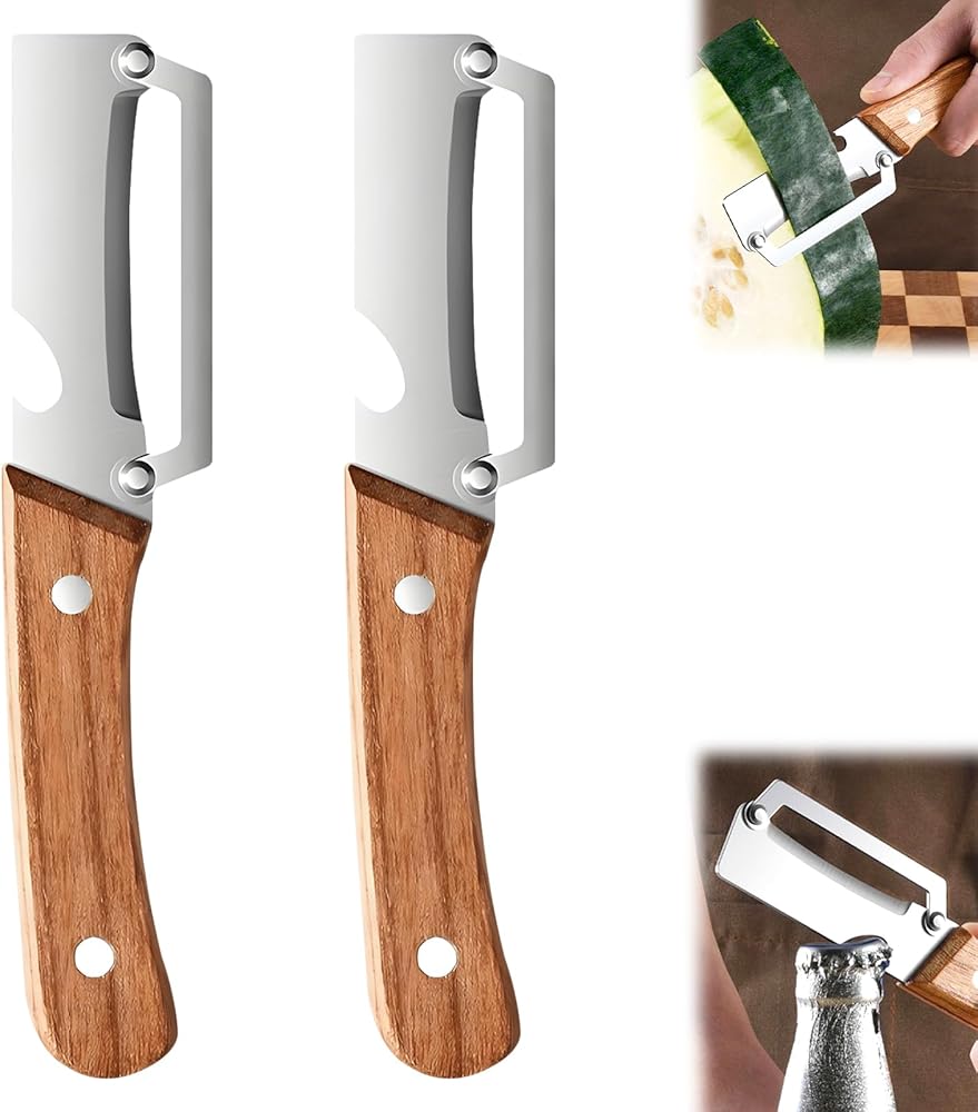 2PC Multi-Functional Vegetable Peeler for Kitchen,Vegetable Peeler Wooden Handle,2-in-1 Stainless Steel Fruit &amp; Vegetable Pee