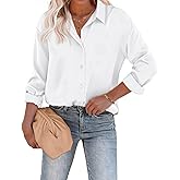 Chigant Women's Blouse Satin Silk Shirts Button Down Shirts Casual Loose Long Sleeve Office Work Tunic Tops