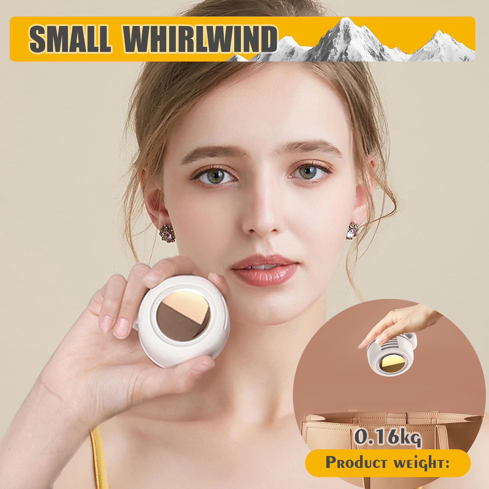 Portable Silent Mini Bladeless Electric fan Clip-On,3-Speed Rotatable Hands-FreeClip-On Fan for Shirt and Waist,Portable Mini Bladeless Fan Clip-On,For Outdoor & Travel & Office,Travel Accessories