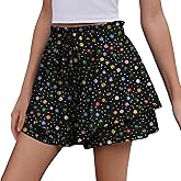 domirica Womens Skorts Dressy Fashion Pleated Breathable Tennis Skorts High Waisted Drawstring Hawaiian Skirts for Women