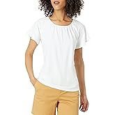 Amazon Essentials womens Regular-Fit Cape Sleeve Open Crewneck T-Shirt