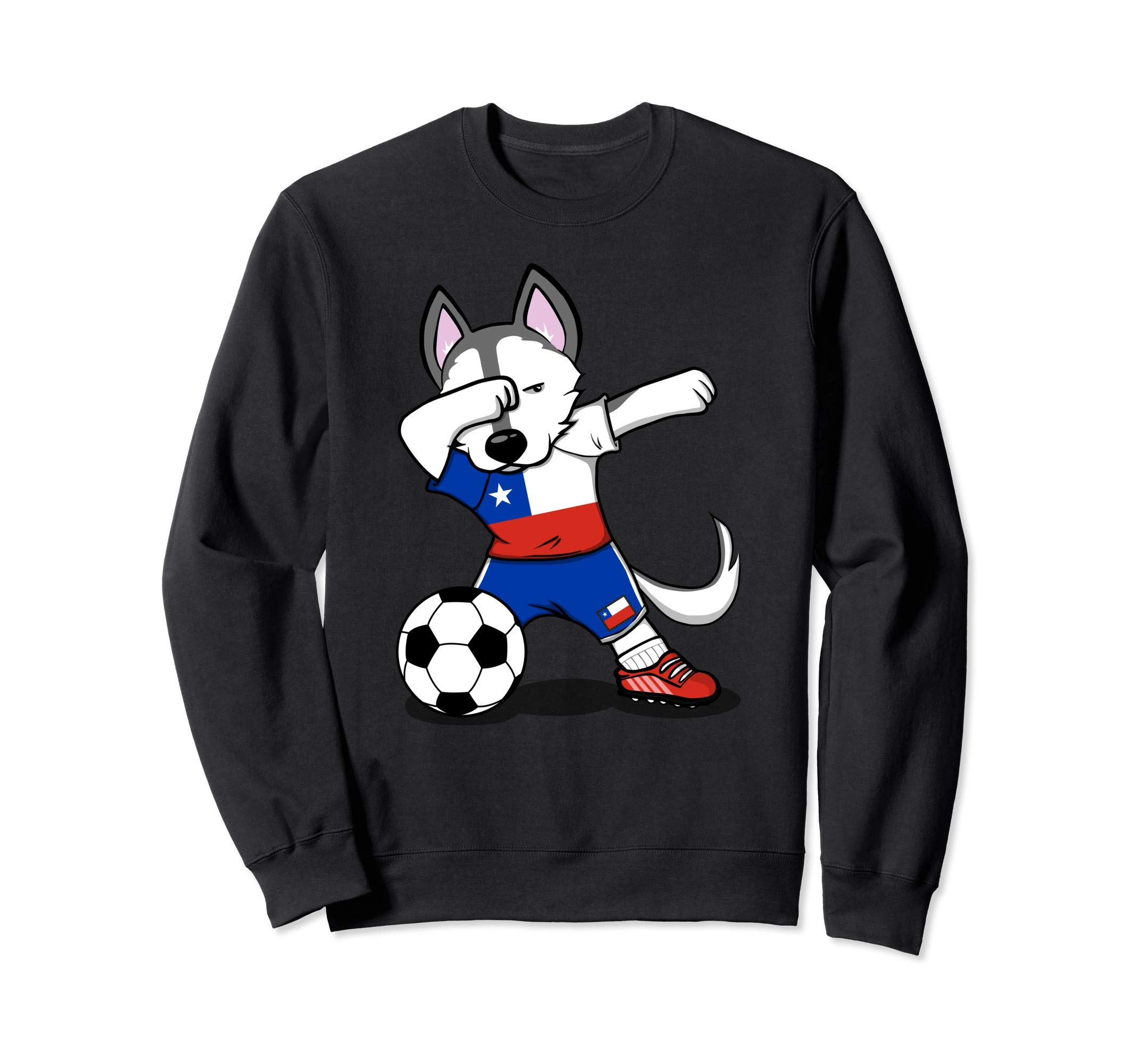 Dabbing Husky Dog Chile Football Chilean Flag Soccer Lovers Sweatshirt