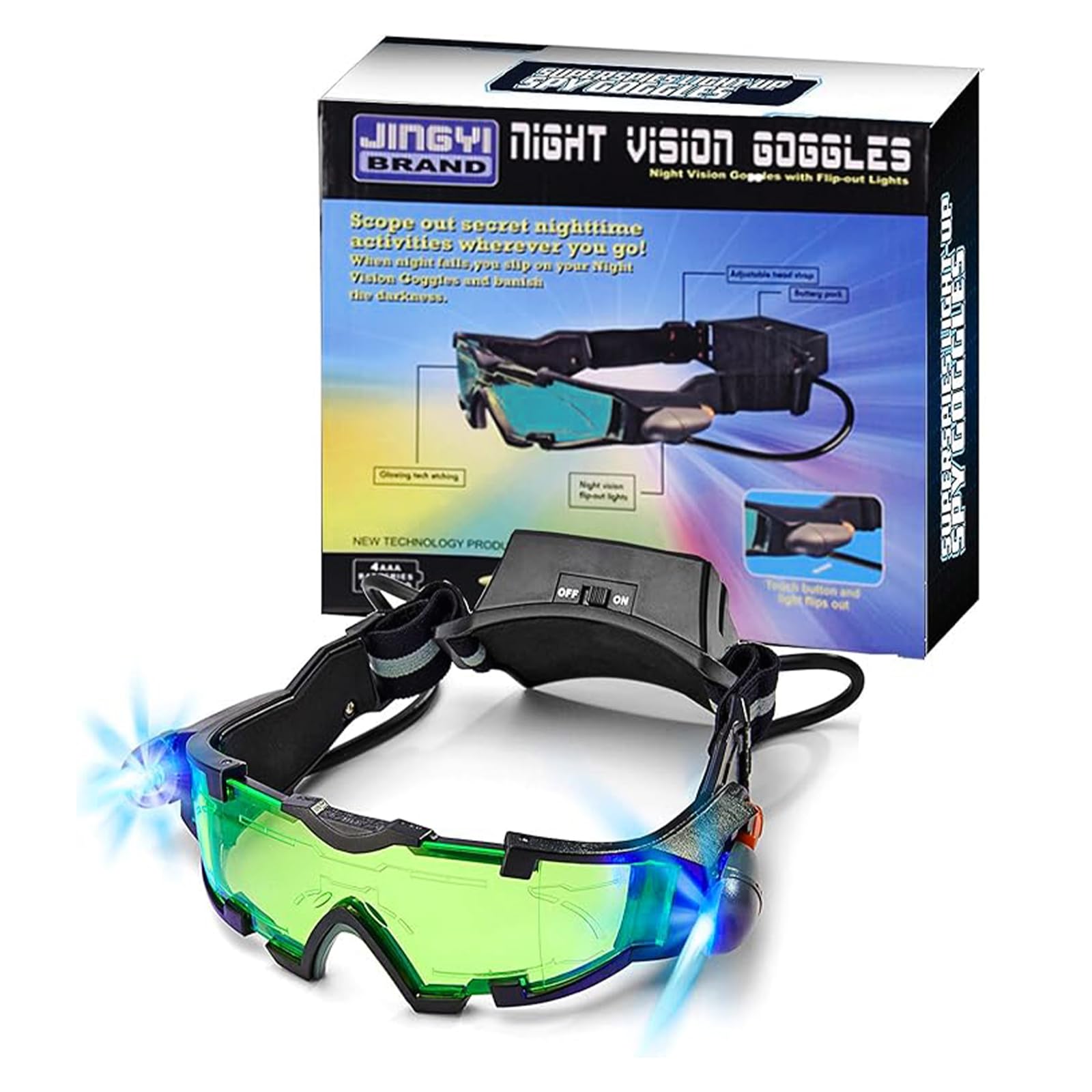 ALLOMN Spy Night Vision Goggles with Flip-Out, Adjustable Kids LED