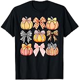 Coquette Bow Pumpkin Fall Spooky Season Halloween Costume T-Shirt