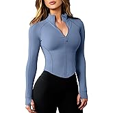 AVGO Women's Workout Jacket Lightweight Zip Up Cropped Yoga Jackets Slim Fit Athletic Tops with Thumb Holes