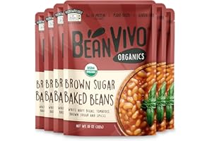 BeanVIVO (Pack of 6) Organics Plant based Protein Brown Sugar Baked Beans - Good Source of Fiber - Nutritious & Microwave Meals - Gluten-Free Plant Food - 10 oz