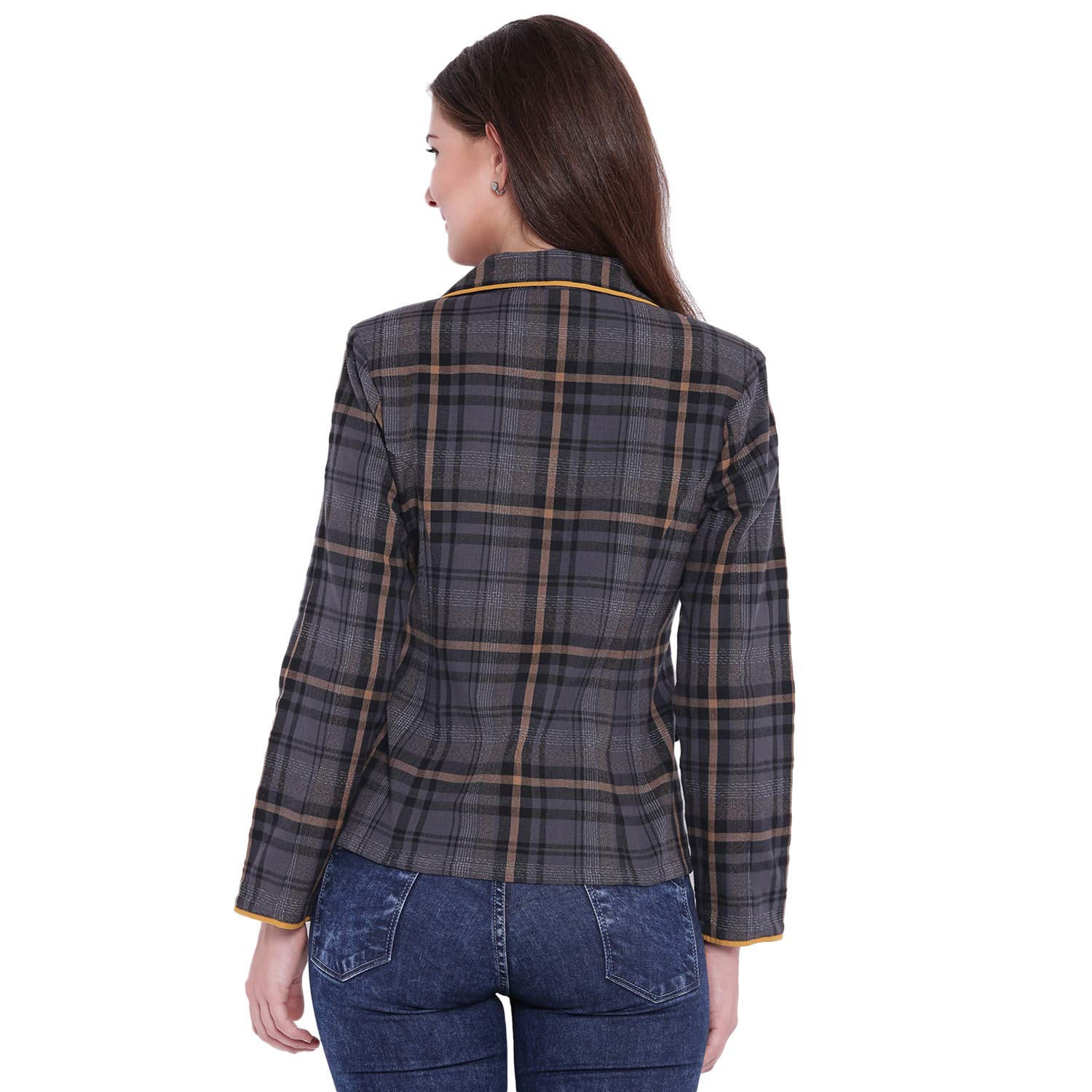 texco checkerd stylish blazer for woman grey
