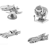 Fascinations Metal Earth 3D Metal Model Kits Batman Set of 4 - 1989 Batmobile - Classic TV Series Batmobile - Batwing - Bat-Signal