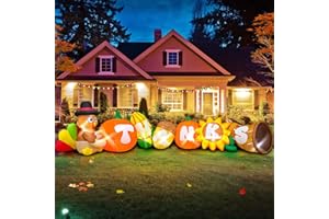 KOOY 10FT Thanksgiving Inflatables Decorations Blow Up Turkey Corn Vegetables with LED Lights for Fall Autumns Harvest Happy Thanksgiving Festival Outside Indoor Outdoor Lawn Holiday Décor