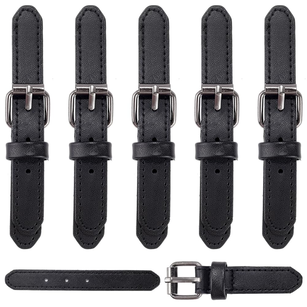 GORGECRAFT 6 Sets Sew-On Coat Toggles Button Cloak Clasp Fasteners Black PU Leather Large Metal Coat Buttons Snap Buckle Replacement Clips Belt for Duffle Jacket Sewing Clothes Accessories DIY Crafts