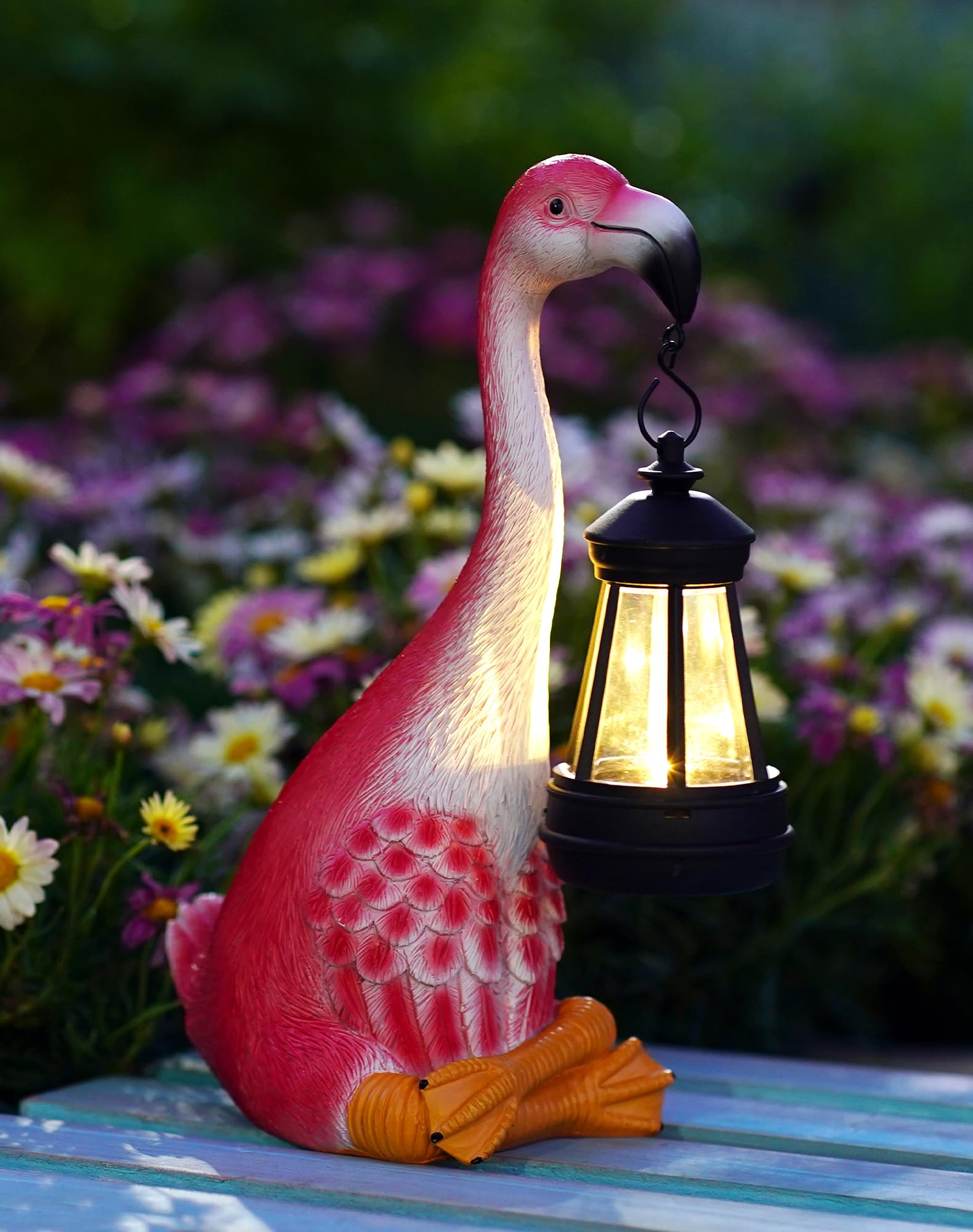 Photo 1 of Goodeco Flamingo Statue with Solar Lantern - Artistic Pink Flamingo Decor for Outdoor Garden & Home, Flamingo Gifts for Women - Flamingo Lamp with Solar Lights Outdoor