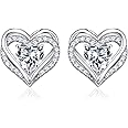 Iefil Mothers Day Earrings, S925 Sterling Silver Birthstone Heart Stud Earrings Birthday Gifts for Women