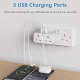Mscien Multi Plug Extender with 4 AC Outlets and 3 USB Ports 13A UK Surge view 3
