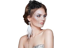 Aster 1920s Fascinator Mesh Veil Black Headband Bridal Wedding Tea Party Fascinator Veil for Woman Girl