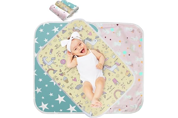 Changing Pad Liners 3PCS Baby Changing Mat Waterproof Portable Absorbent Soft Cotton Changing Table Cover for Home and Trave