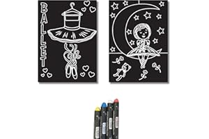 Imagination Starters MiniMat Coloring Kits- 4 count chalkboard crayons, small travel size chalkboards for coloring, travel set, no dust, reusable, coloring flash card (Ballerina)