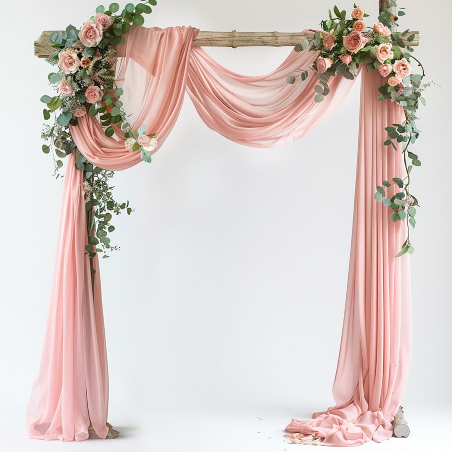 Photo 1 of Xiomot Wedding Arch Draping Fabric 1 Panel 28.7" x 20FT Blush Sheer Chiffon Backdrop Drapes for Wedding Ceremony Birthday Party Bridal Shower Outdoor Decoration