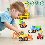 HOLA 4 Pack Friction Power Digger Trucks Set for Toddlers 1 Year Old Boys view 6