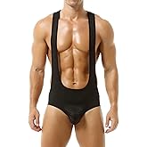 YOOBNG Mens Ice Silk Wrestling Singlets Athletic Supporters Bodysuit Slim Fit Boxer Leotard for Activewear