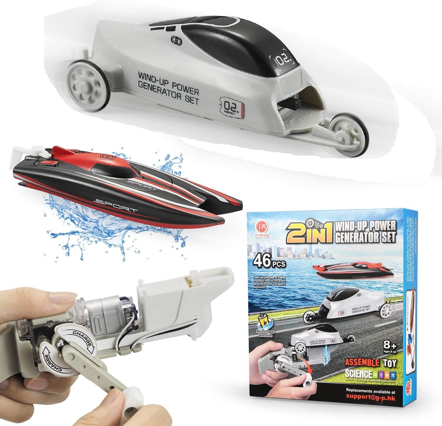 Amazon Ciro 手回し発電 おもちゃ マルチ発電 電動車 ボート 2種類 知育玩具 組立キット 子供 おもちゃ 電気 Stem教育 科学玩具 知育玩具 プレゼント 8歳以上の男の子 女の子に適用 科学 サイエンス おもちゃ