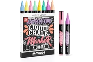 mobee Pastel Liquid Chalk Marker Set, Reversible Tip (Bullet & Chisel) Erasable Neon Chalk marker for Chalkboard, Glass, Windows, Bistro Menu, Non-Porous Surfaces - Dust-Free & Easy to Clean