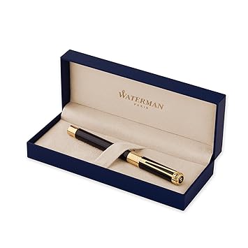 Waterman S0830820 Perspective-Füllfederhalter (mittelstarke Feder, lackschwarz mit Goldzierteilen, blaue Tinte)