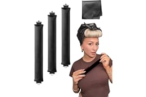 YOSHUYUKI Heatless Hair Curler to Sleep in - Overnight Heatless Curls Blowout Rods Headband No Heat Curling Set, Jumbo Rods Hair Rollers Blowout Look for Long Hair Silk Hair Wrap for Sleeping Black