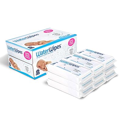 Baby Wipes, WaterWipes Sensitive Baby Diaper Wipes, 99.9% Water, Unscented &amp; Hypoallergenic, for Newborn Skin, 9 Packs (540 Count)