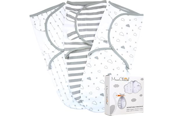 Mama Cheetah 100% Organic Cotton Baby Swaddle Sack 3-Pack, Newborn Sleep Sacks, Adjustable Infant Swaddle Wrap, Easy Swaddles