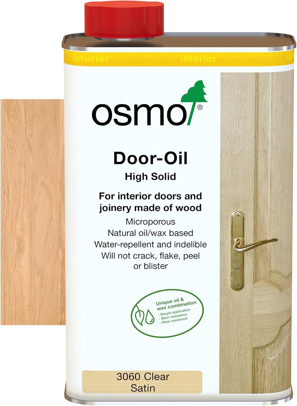 Osmo Door Wood Wax Oil 3060 Clear Satin 1L Durable Water-Resistant Finish