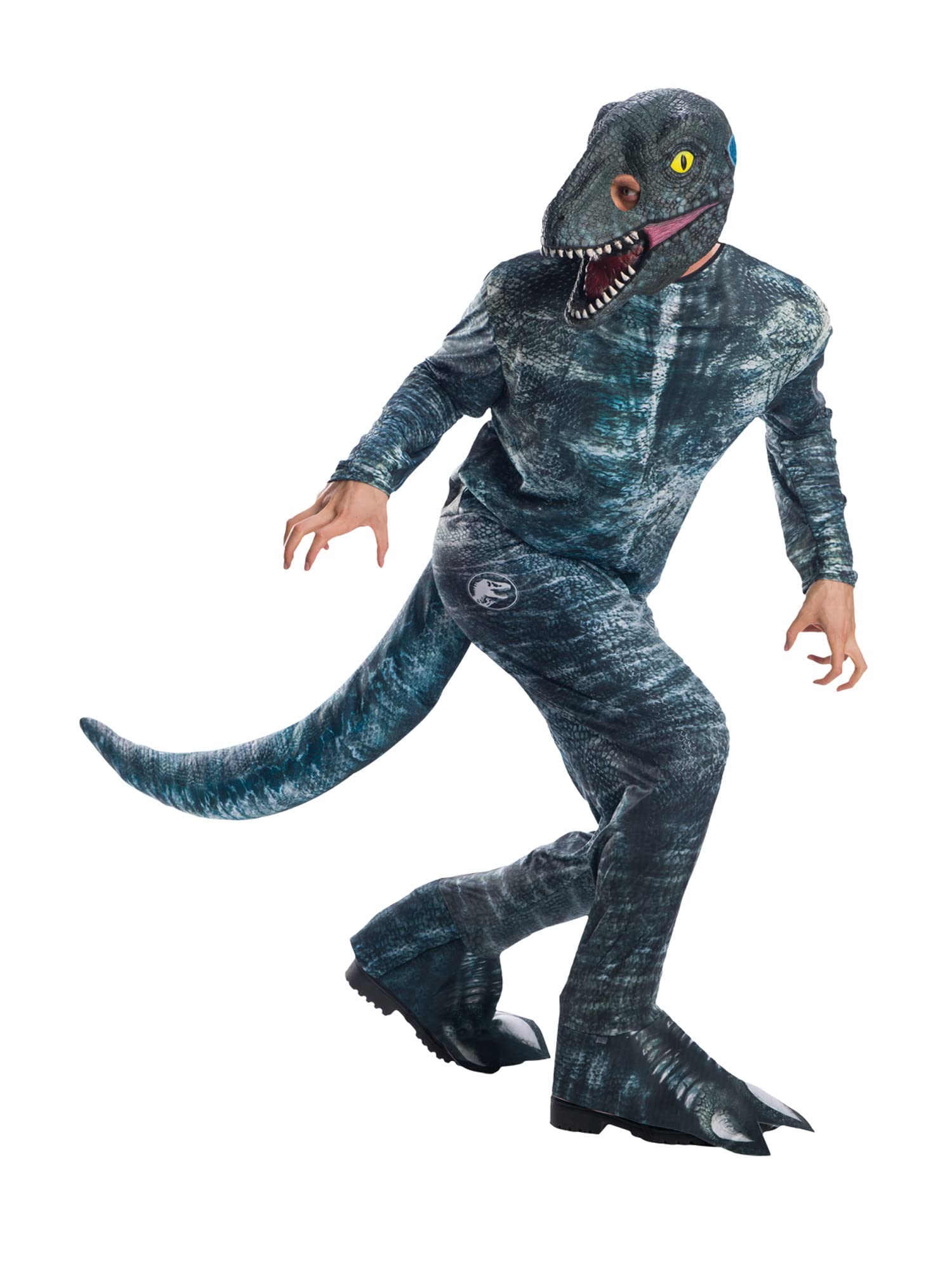 Rubies Official Jurassic World Blue Velociraptor Dinosaur Adult Costume, Adult Fancy Dress Halloween