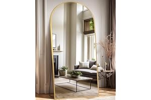 SUIDIA Arched Full Length Mirror, 71x32 Floor Mirror, Floor Standing Mirror Freestanding, Full Body Mirror with Stand for Bedroom, Hanging Mounted Mirror for Living Room Cloakroom, Gold