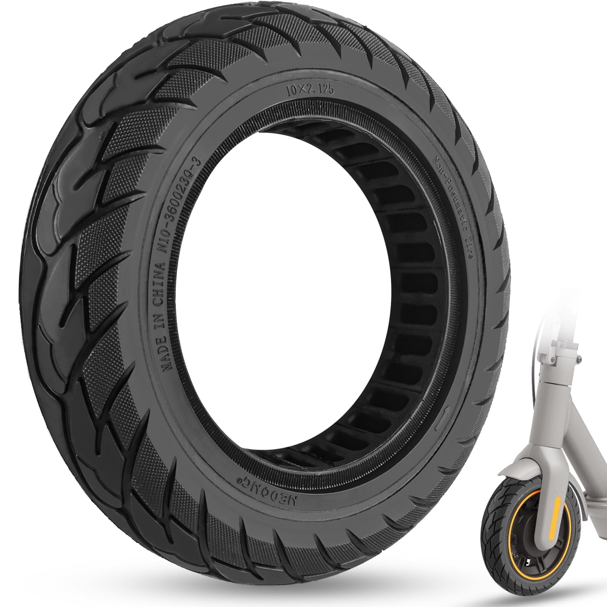 GLDYTIMES 10x2.125 Solid Tyre, Replacement for 10x2 8.5x2 8 1/2x2 50/75-6.1 Original Scooter Tire, Fit for iScooter i9 EVERCROSS EV10K PRO Xiaomi Mi Electric Scooter Essential, Black 1pc