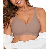DEANGELMON Push Up Bras for Women No Underwire Comfortable Seamless Supportive Bralettes V Neck Full Coverage Bra Grey XX-Large